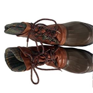 SOREL Leather Snow Boots Plaid Size 8